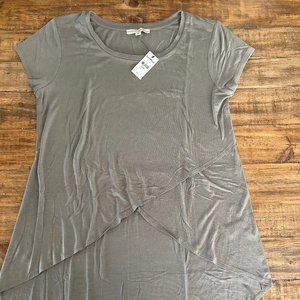 Express Lt Olive Green High Low Shirt, Medium